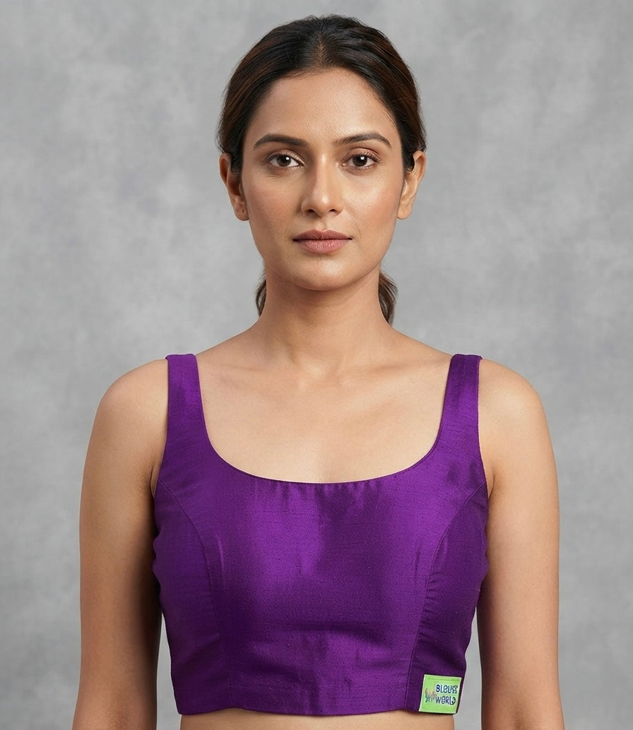 Silk Deep V-Neck sleeveless Blouse 👚 (36 size purple