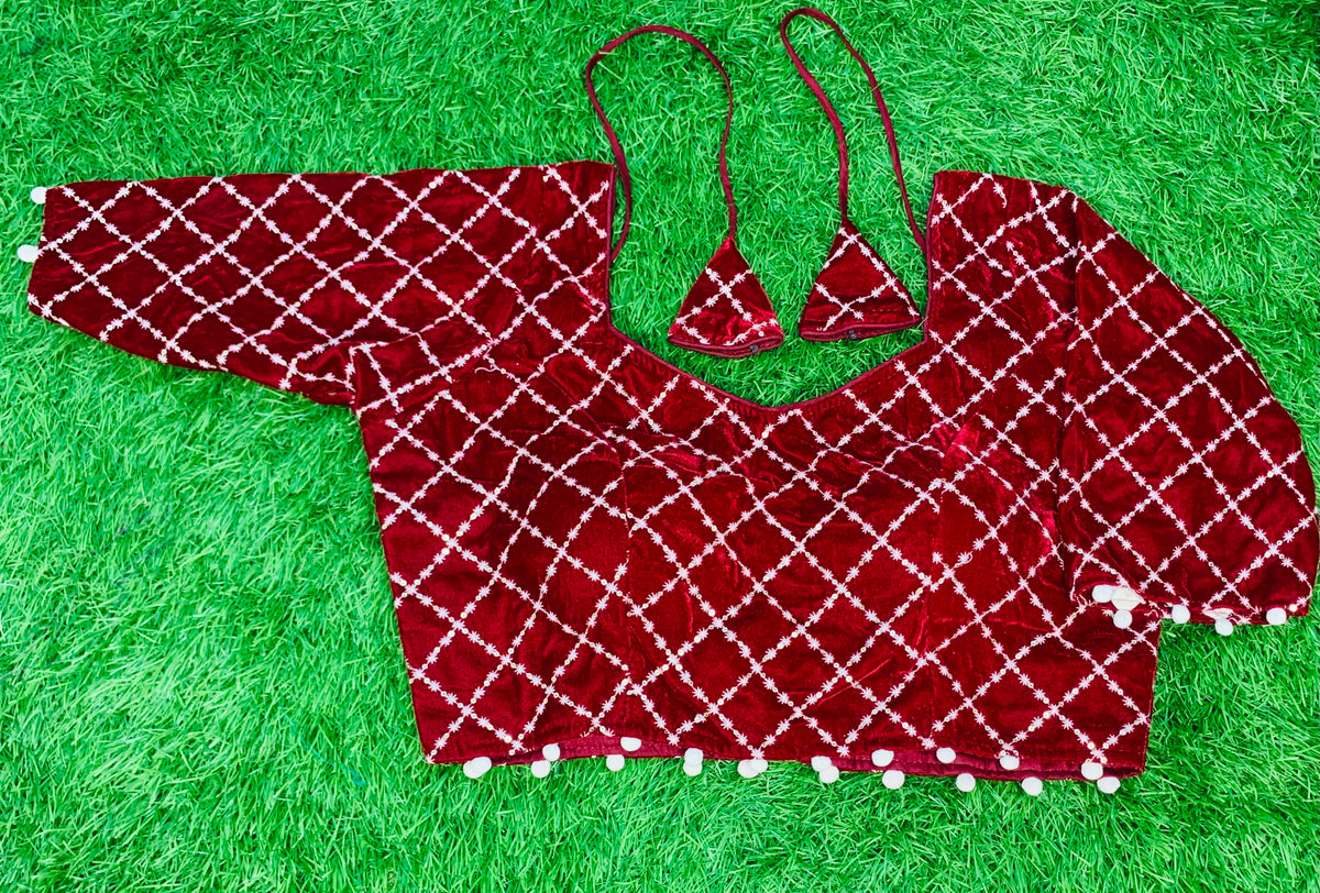 Marron velvet fancy blouse