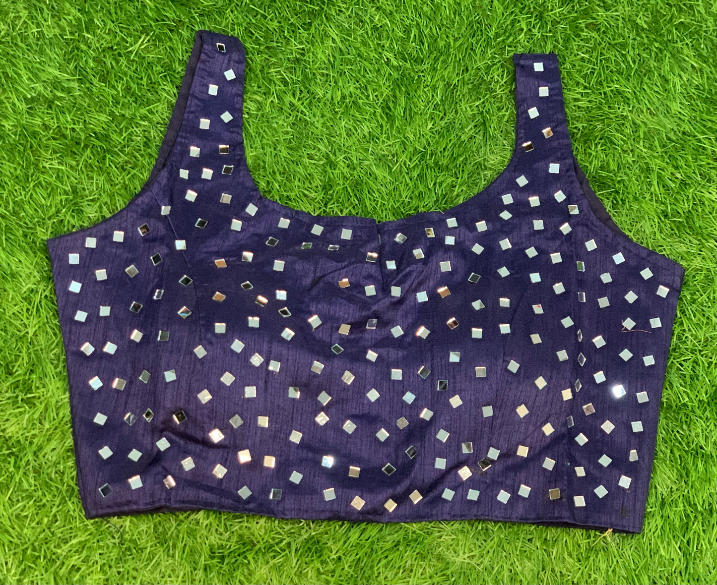 Navy blue mirror work with hands