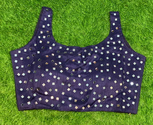 Navy blue mirror work with hands