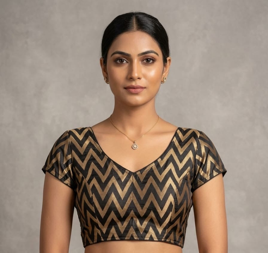Black zigzag Blouse 👚 with Elbow hands