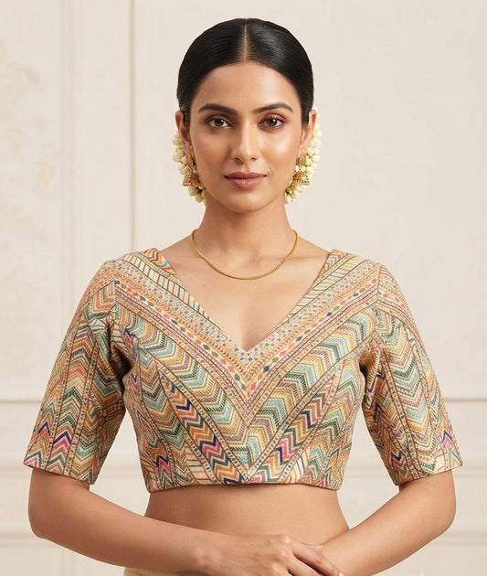 Multi colors V-neck with sleeve Blouse 👚