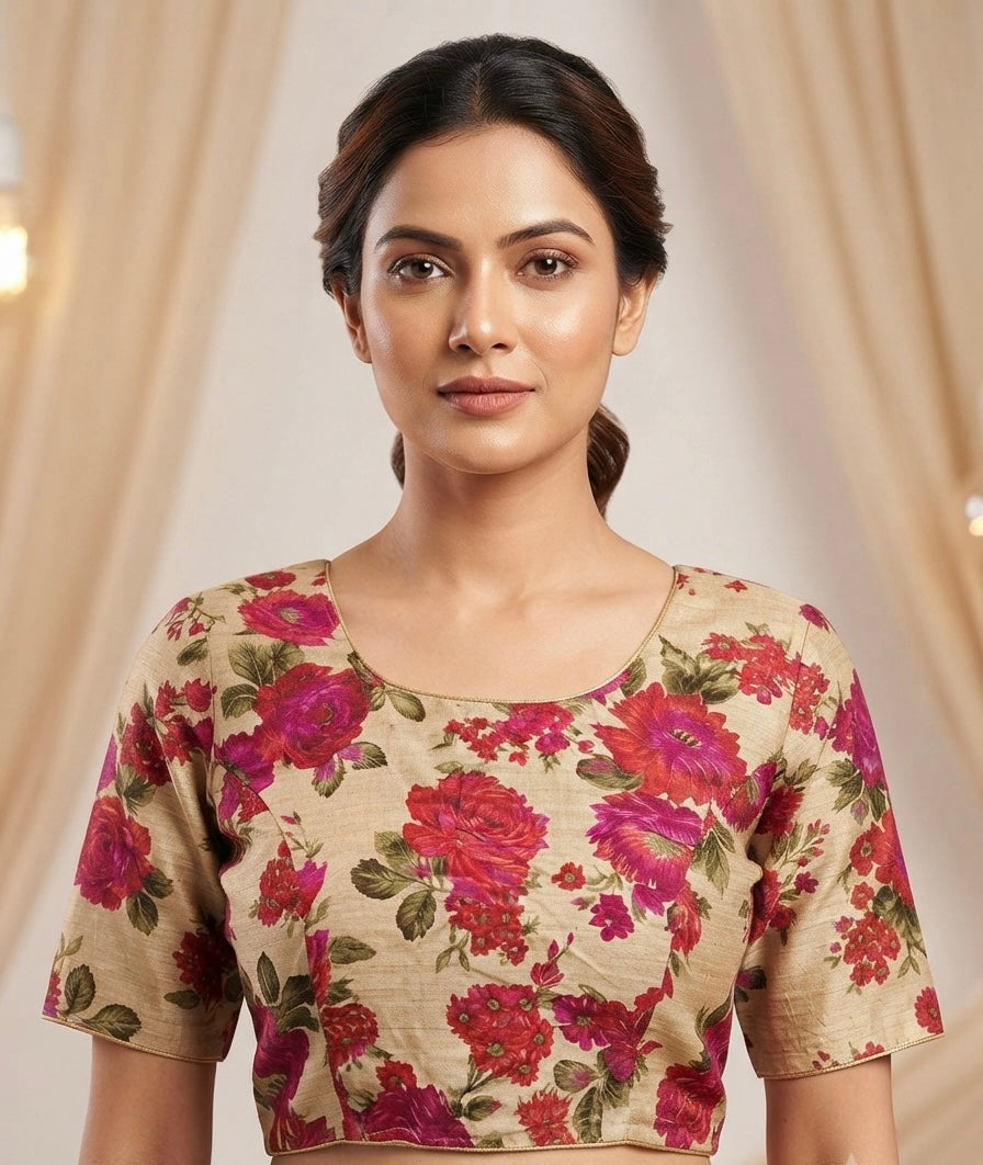 Flower 🌹 printed Blouse 👚 elbow hands