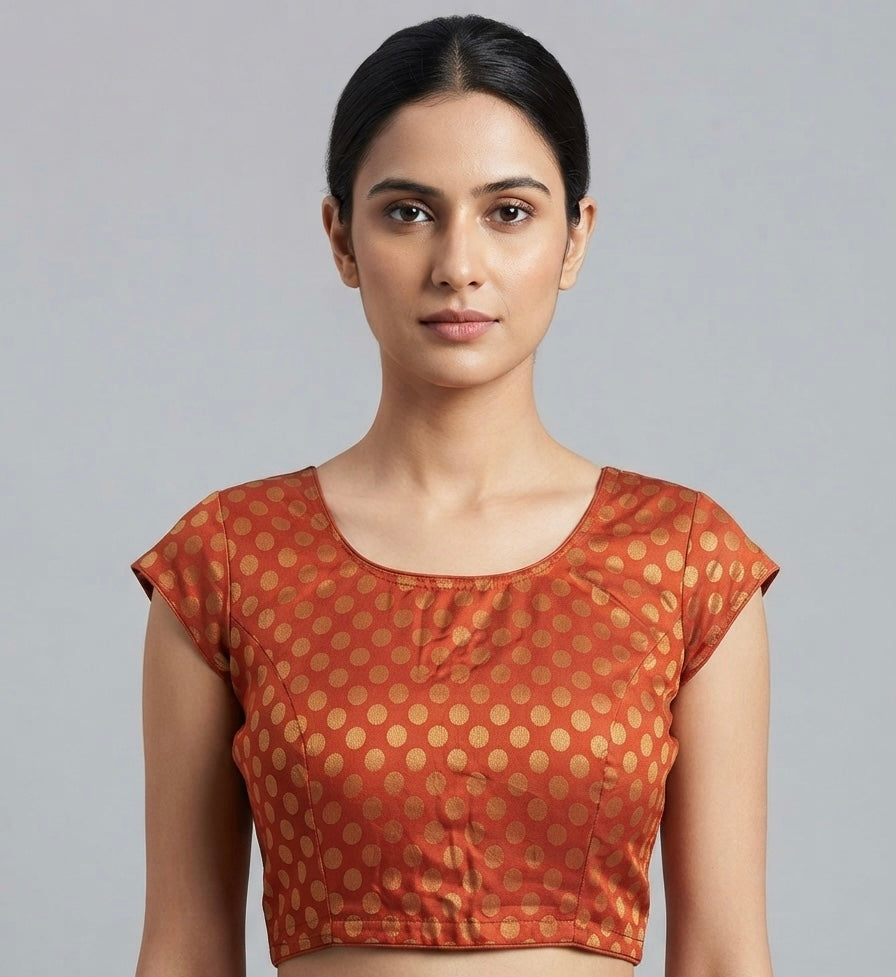 Dots printed Blouse 👚 with mega hands Marron colour