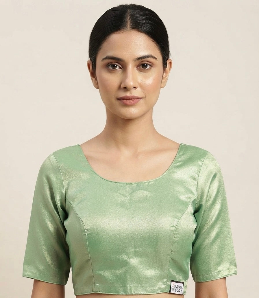 Tissue shine ✨boat- neck Blouse elbow hands 🌸￼