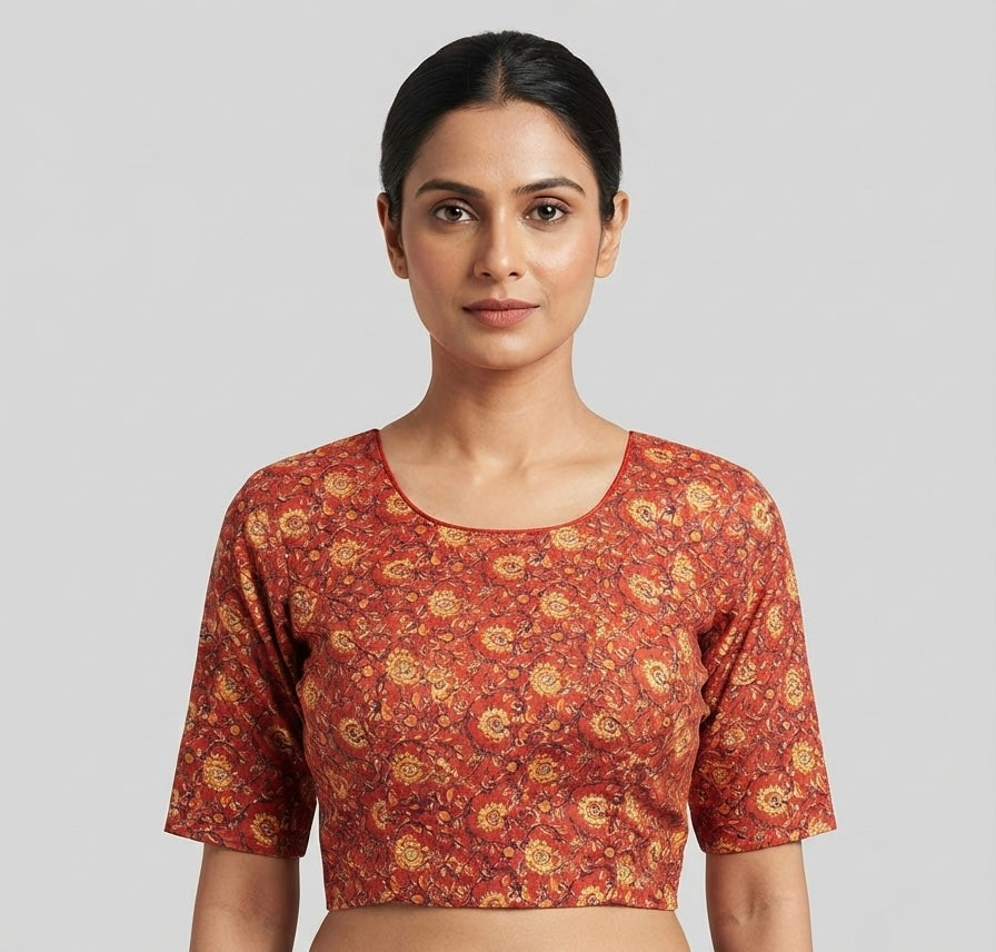 🌹Red printed Kalamkari Blouse 👚