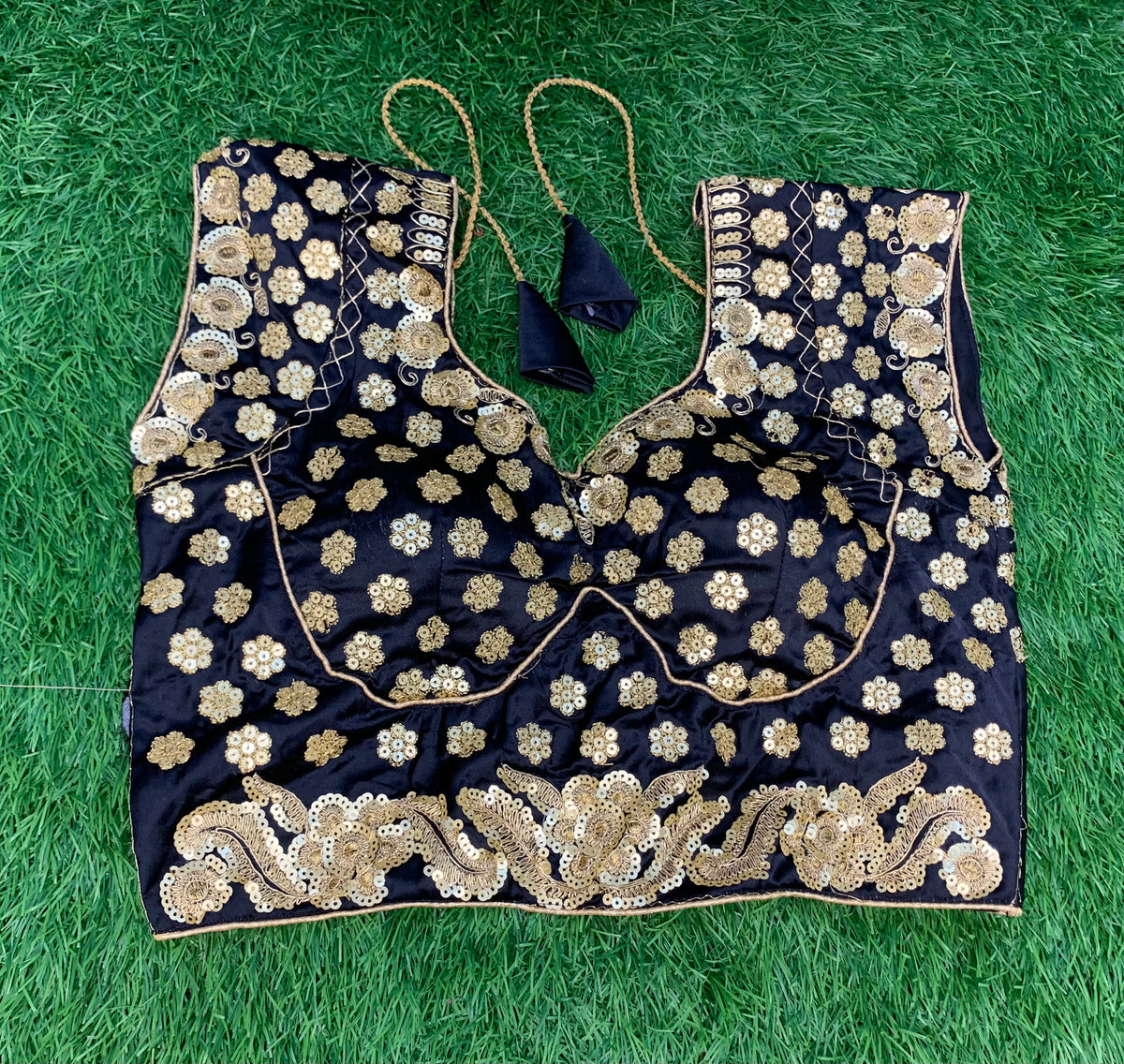 Zari sequence black blouse