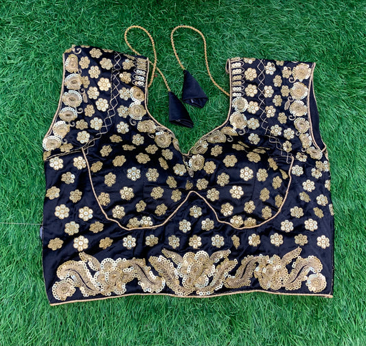 Zari sequence black blouse