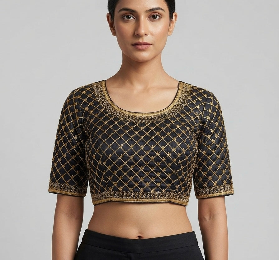 Navy blue embroidery work Blouse 👚 with hands
