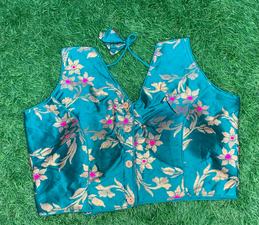 Rama blue / Rama green crop top blouse with hands
