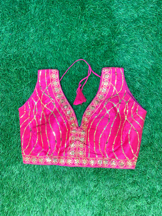 Pink with gold sequence blouse
