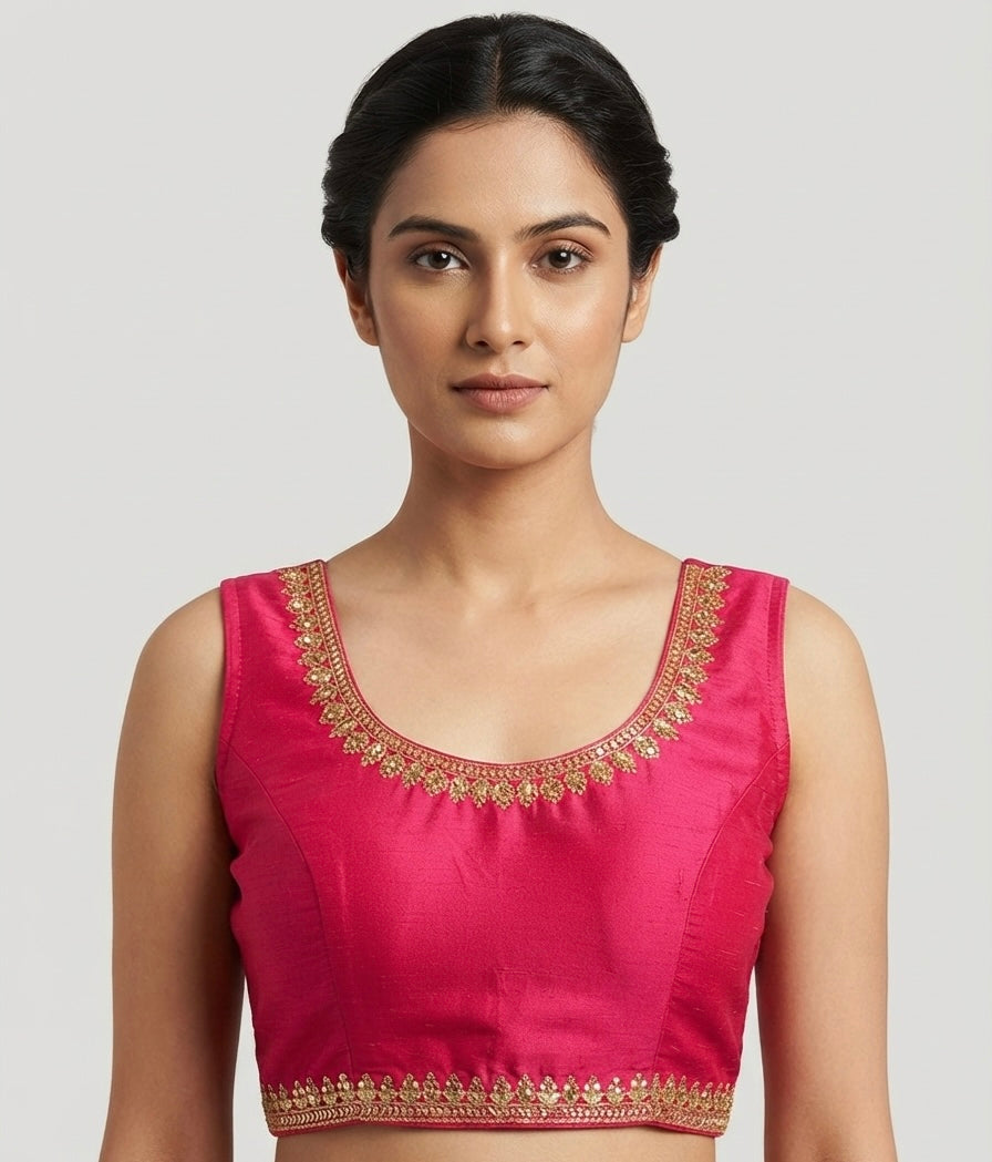 Pink border hands Blouse 👚 inside hands available