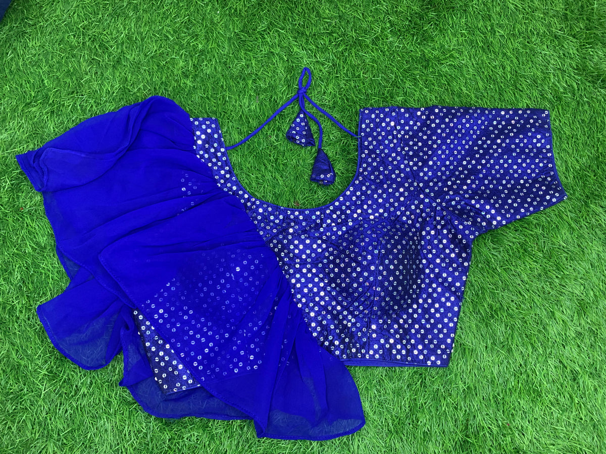 Royal blue frills blouse