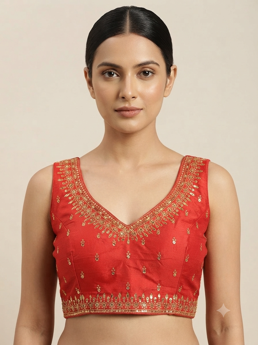 Red embroidery Blouse with hands