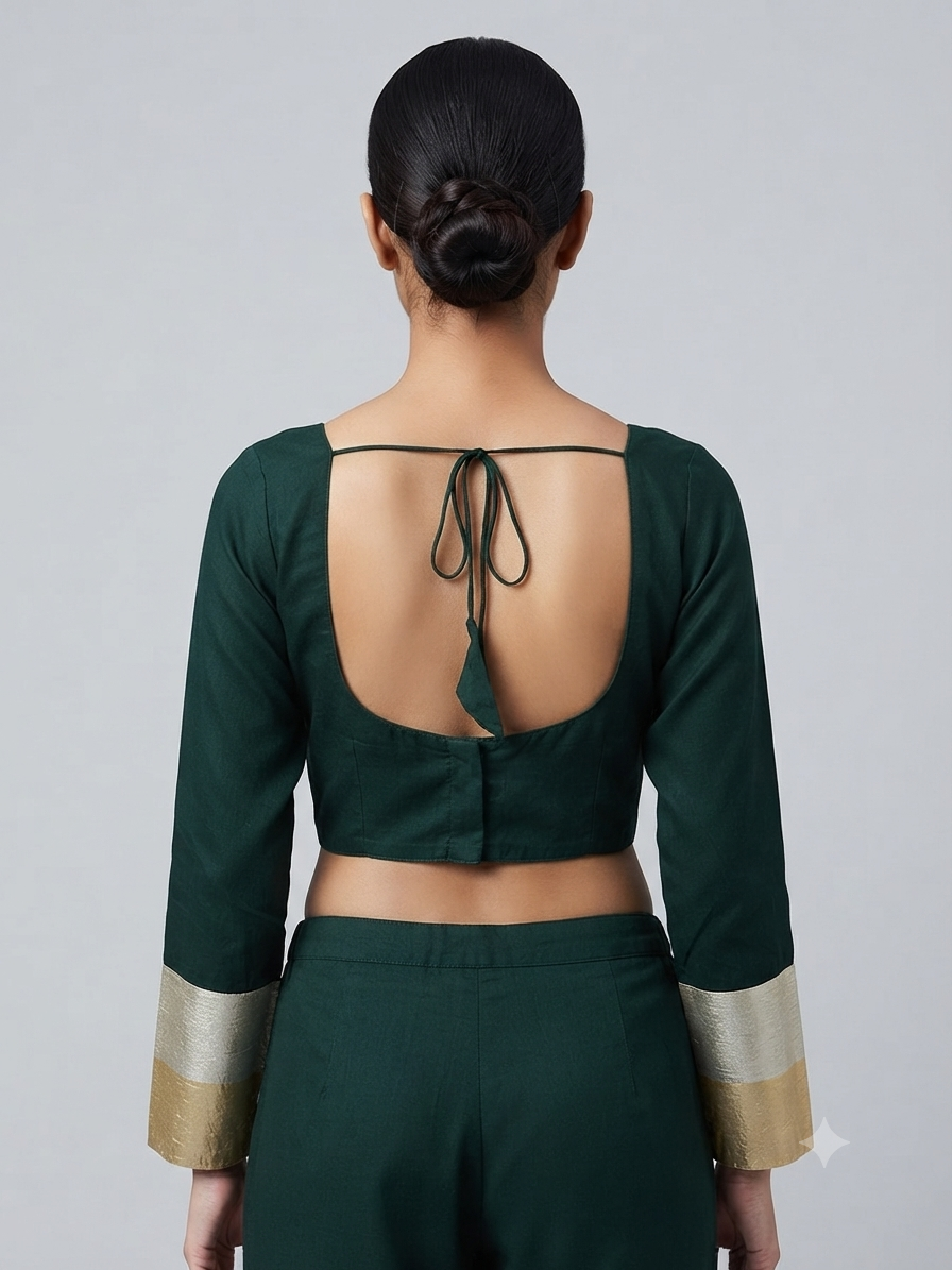 Navratri gota patti full hands Blouse 👚 bottle green ✨