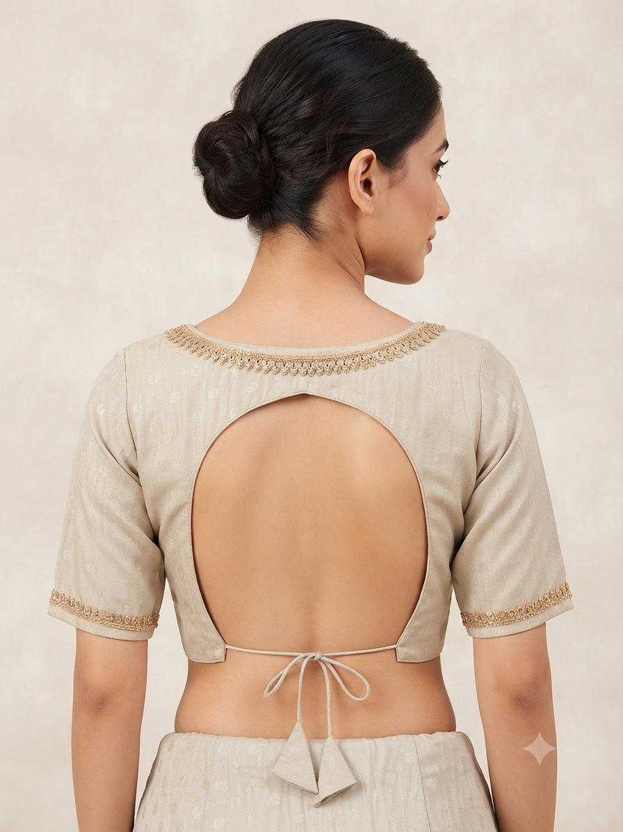 Premium backless V-neck with sleeve Blouse 👚