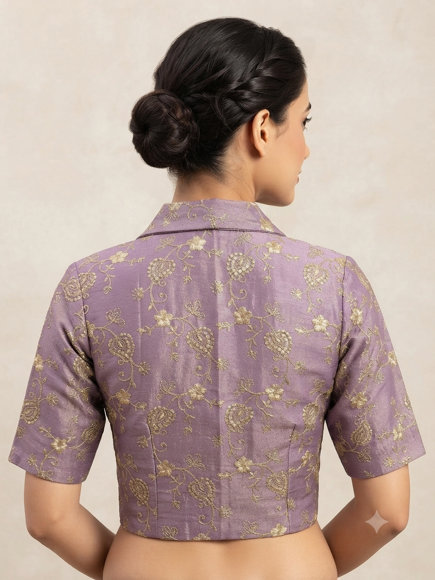 purple- master yellow Blazer Style Embroidered Blouse 👚 with sleeve