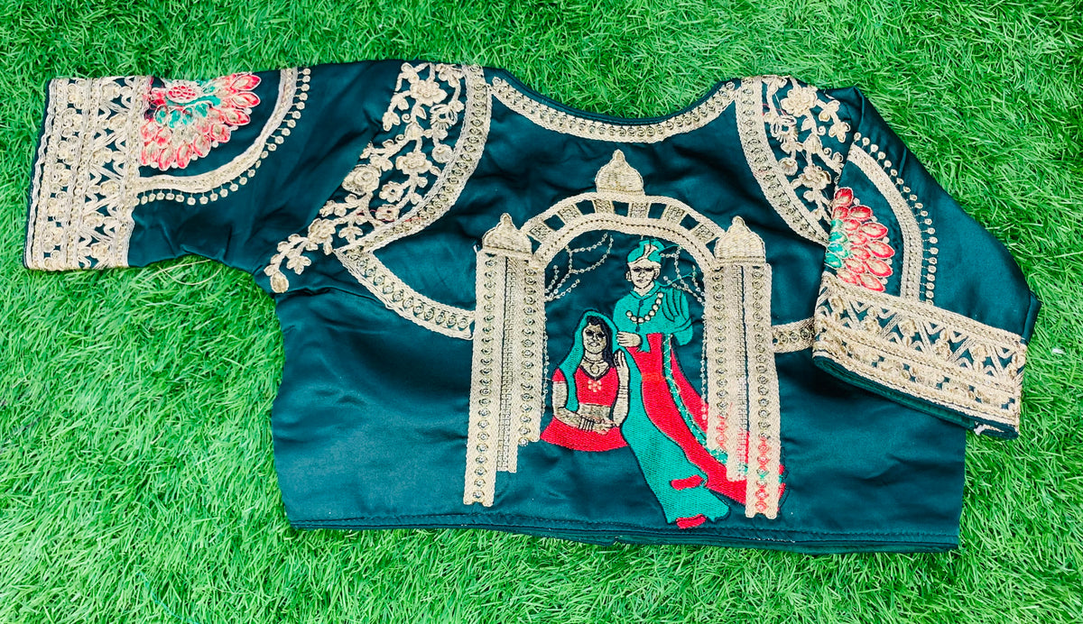 Bridal blouse (groom n bride) green colour