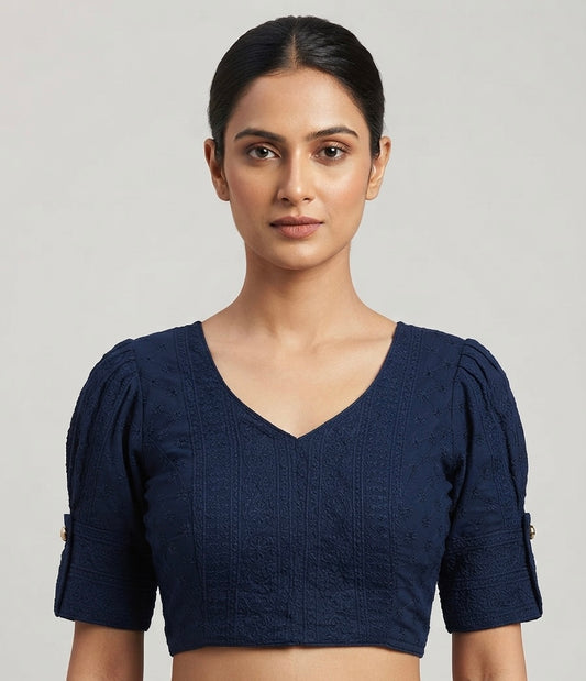 Navy blue puff hands Blouse 👚