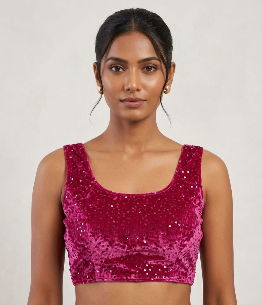 Sequin work velvet Blouse 👚 with hands