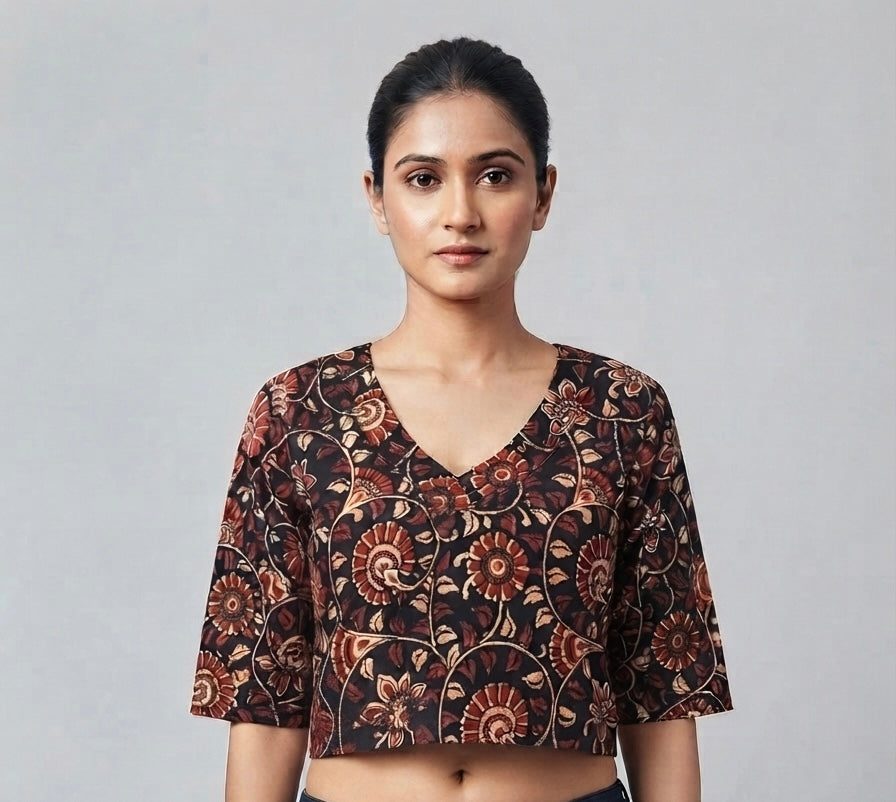 Flower 🌼 printed Kalamkari stretchable Blouse 👚
