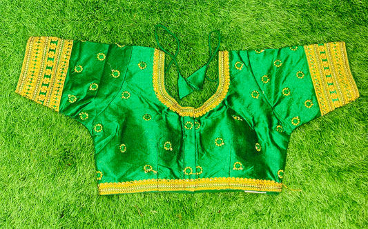 Bottle green designer blouse