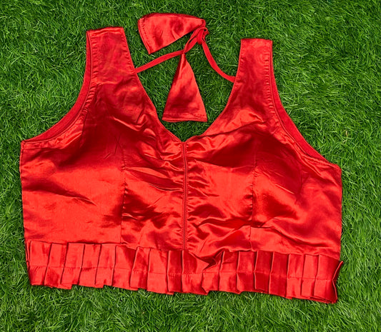 Plain red frills with hands blouse