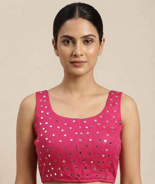 Mirror 🪞 work Rani pink Blouse 👚 with hands