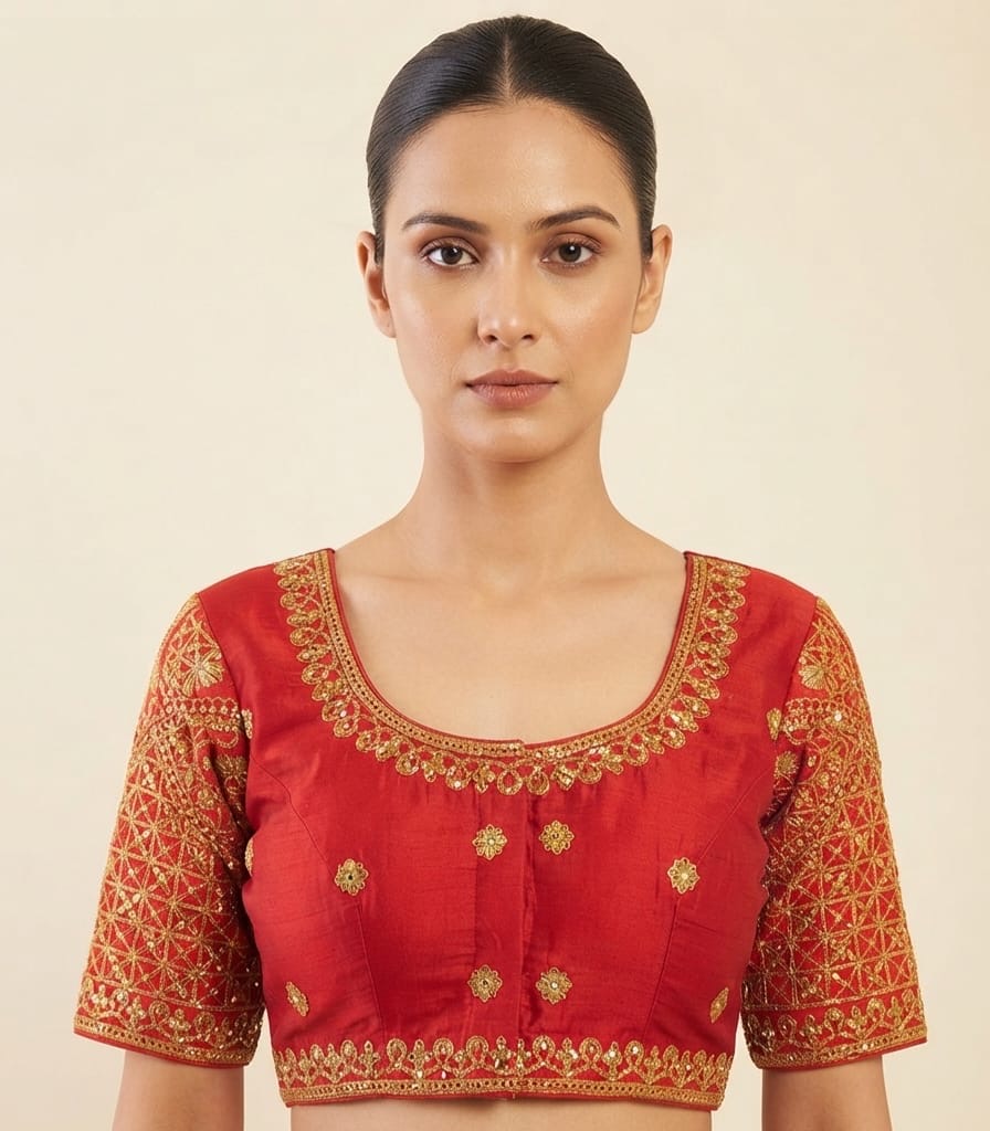 Embroidery hand work Blouse 👚 with hands red colour