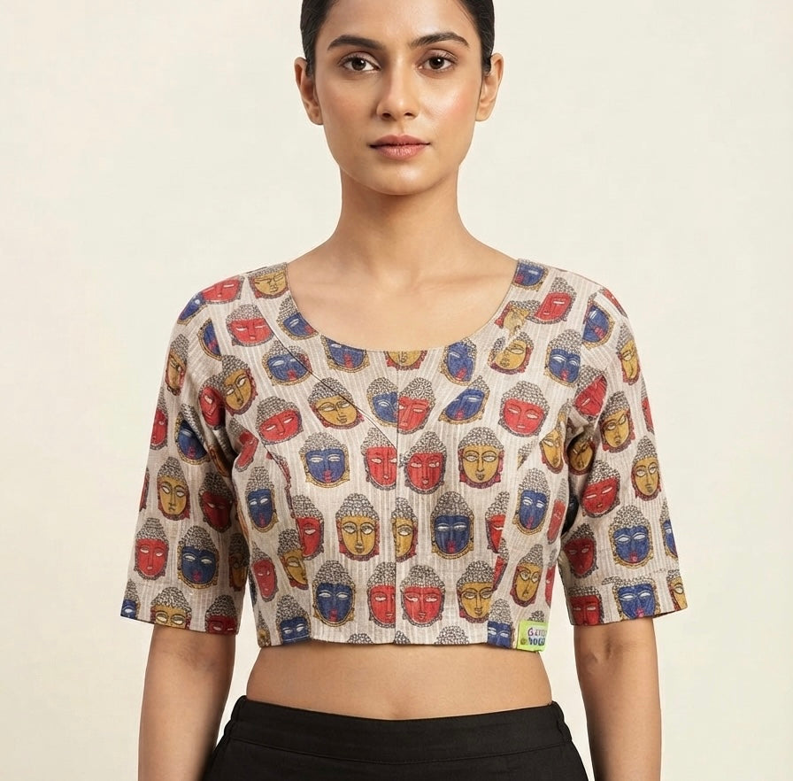 Fancy Buddha printed Blouse 👚 with sleeves