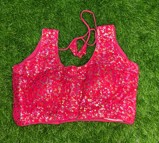 Sleeveless pink blouse