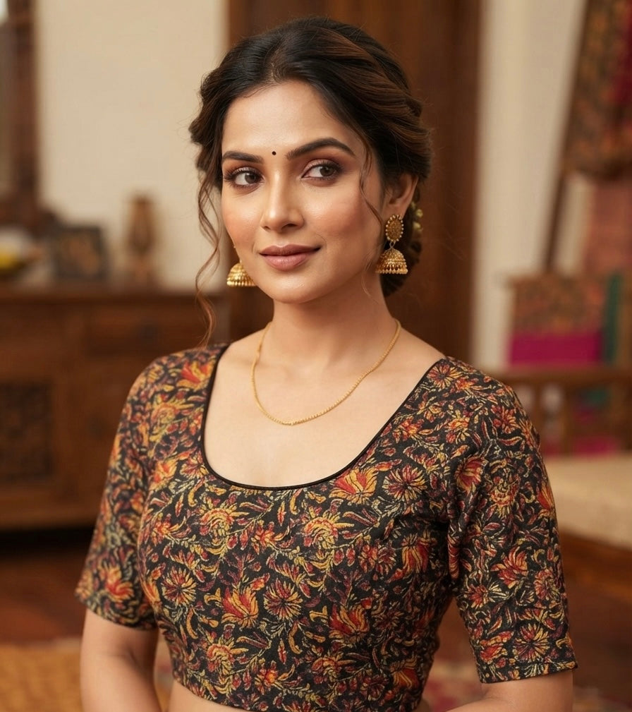 Multicolour Kalamkari Blouse 👚 stretchable