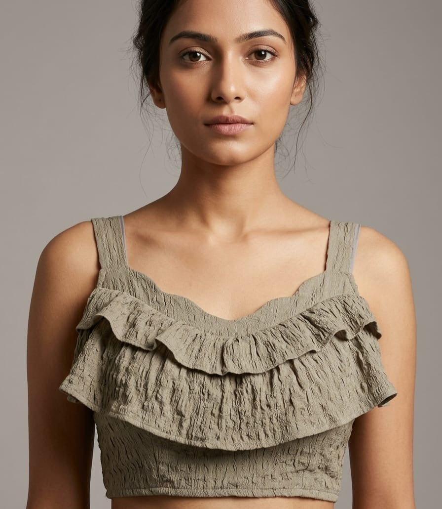Ruffle Layered crop Blouse 👚 with hands