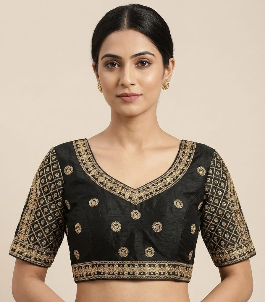 Golden embroidery withBlouse main bhee with hands