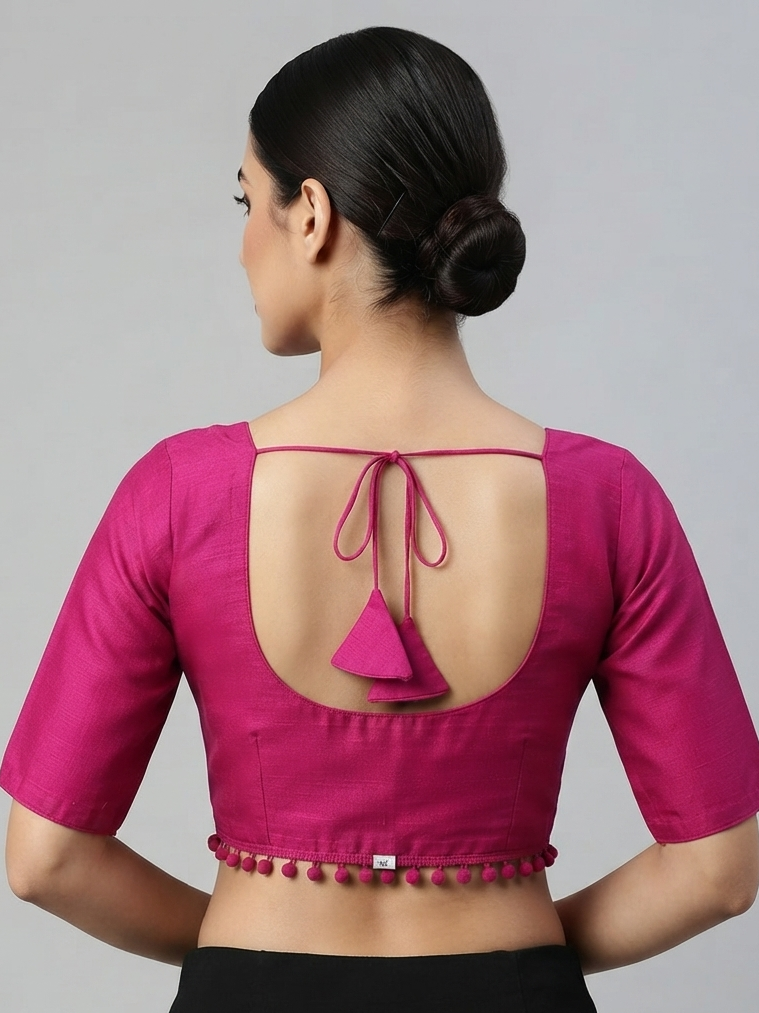 Fancy plain Rani pink colour Blouse 👚 with sleeves