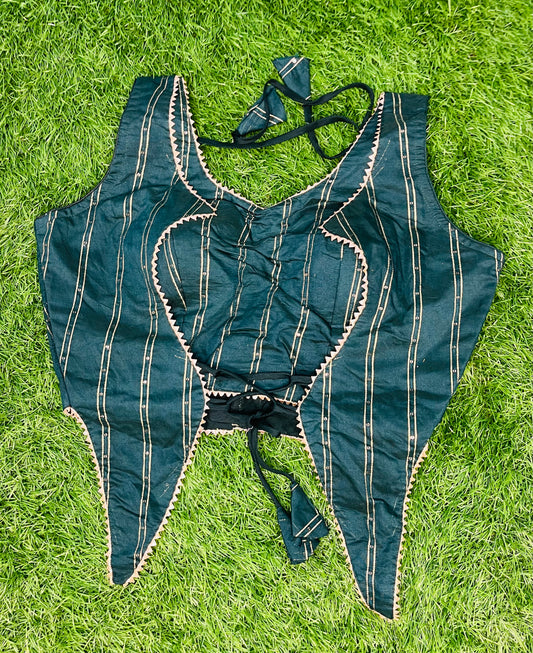 Bottle green fancy blouse with hands