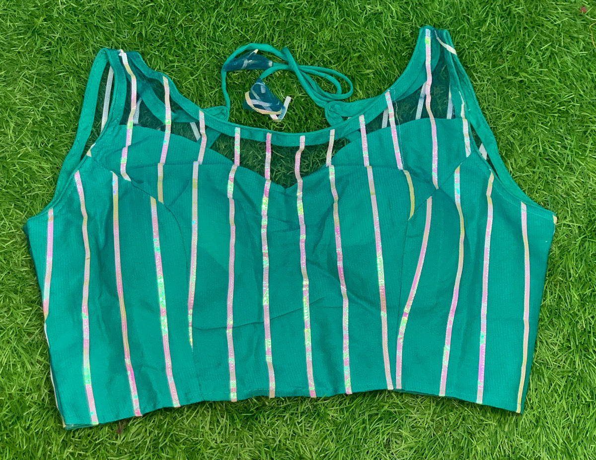 Neon blue with hands fancy blouse