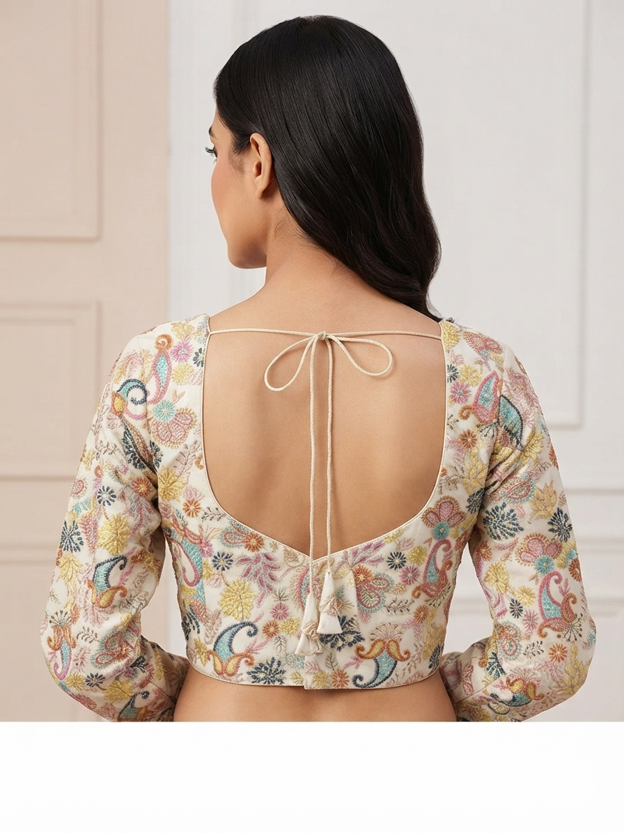 flower 🌼 embroidery white full hands Blouse 👚