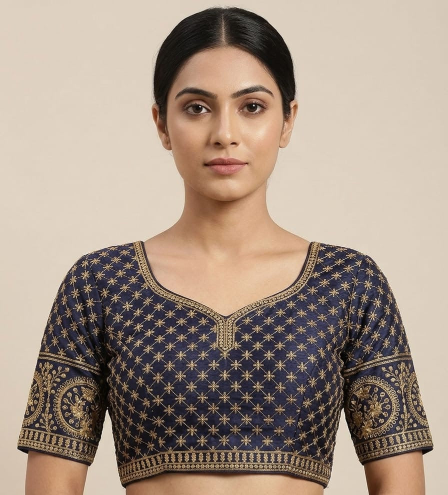 Embroidery work Blouse 👚 navy blue with hands