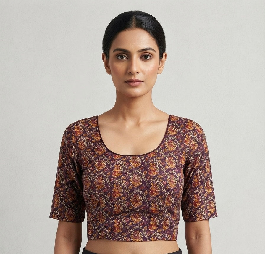 Kalamkari stretchable Blouse 👚 purple colour