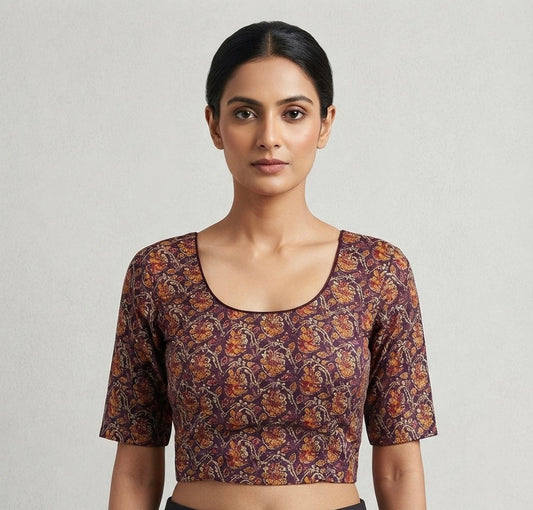 Kalamkari stretchable Blouse 👚 purple colour