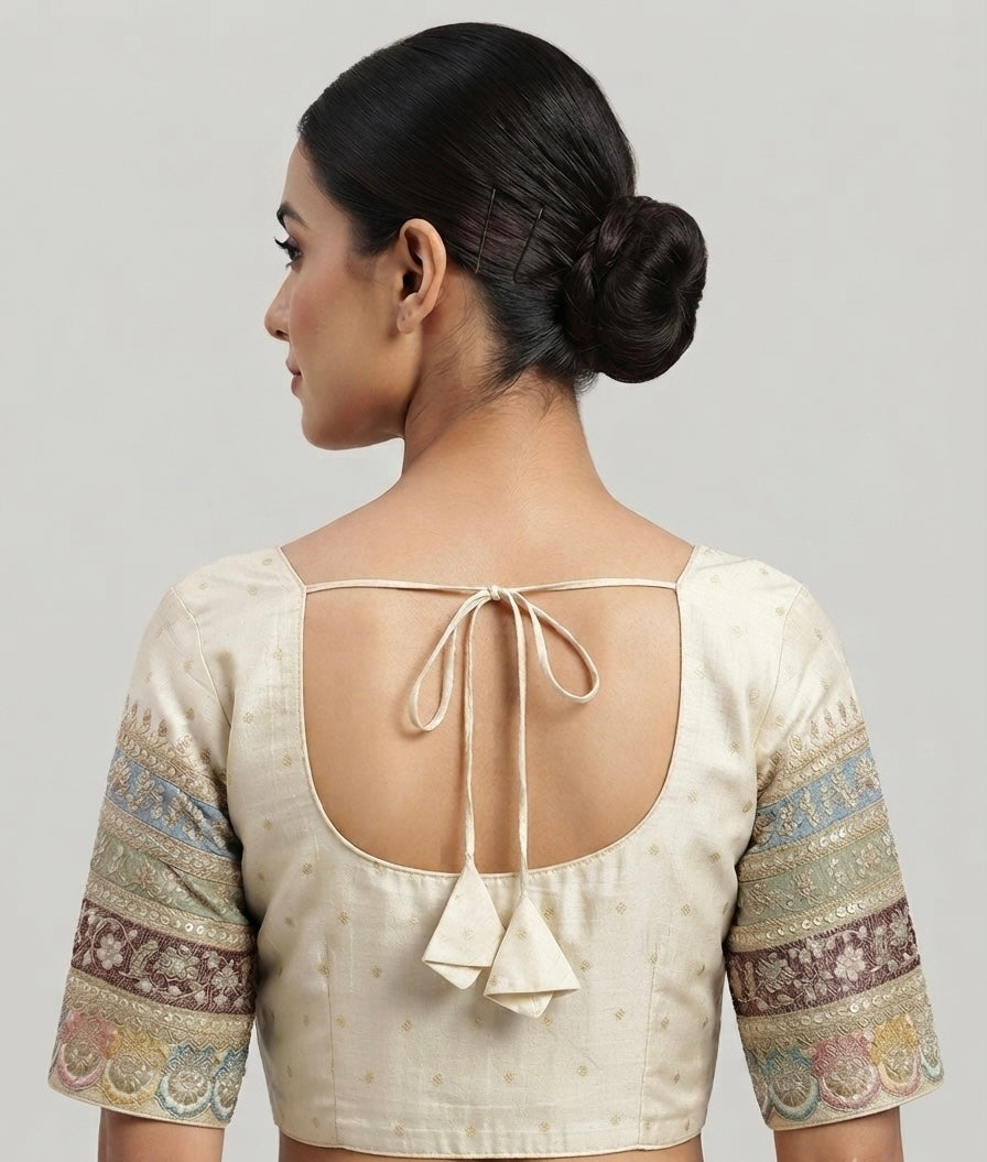 Tissue embroidery hand work Blouse 👚 with sleeves