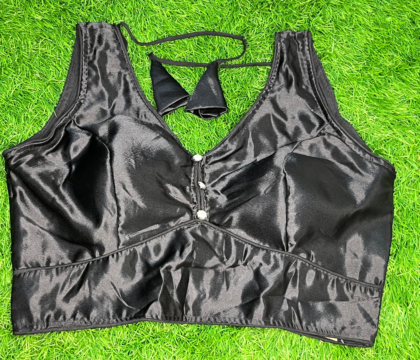 Black with hands shiny cloth