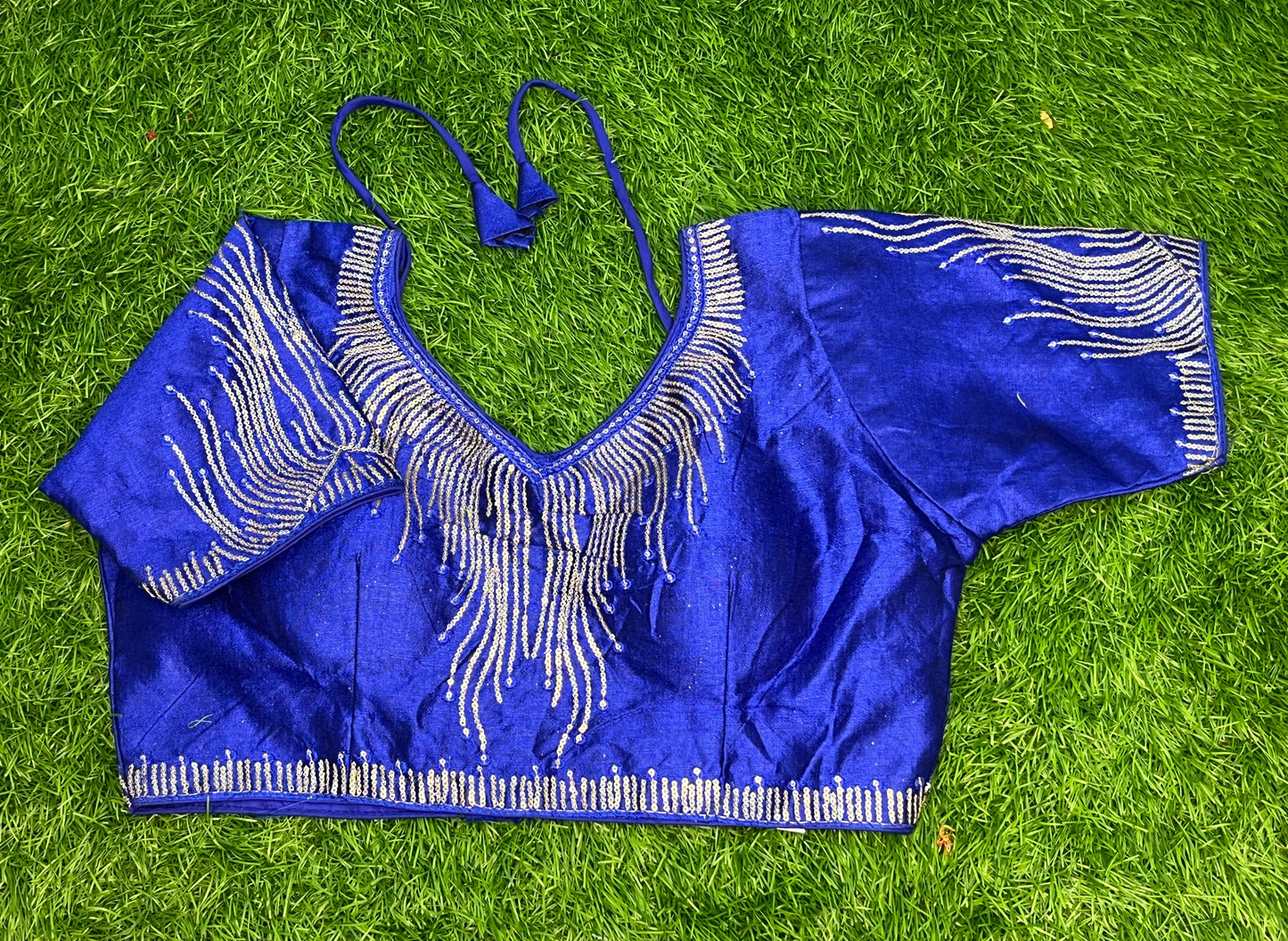 Royal blue sequence blouse