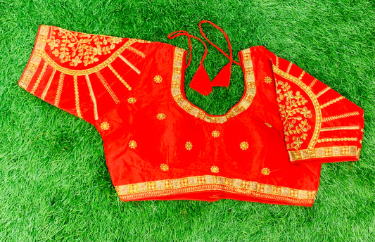 Red colour designer blouse