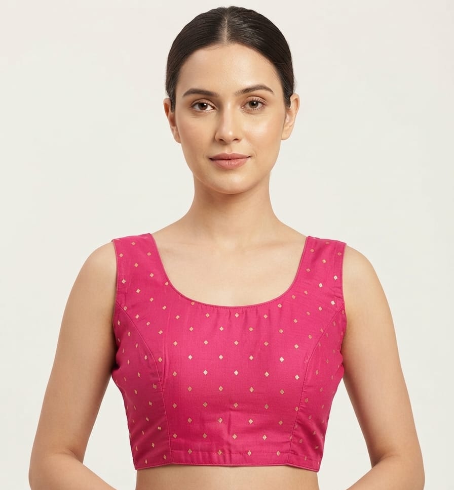 Printed Blouse 👚 with hands Rani pink colour