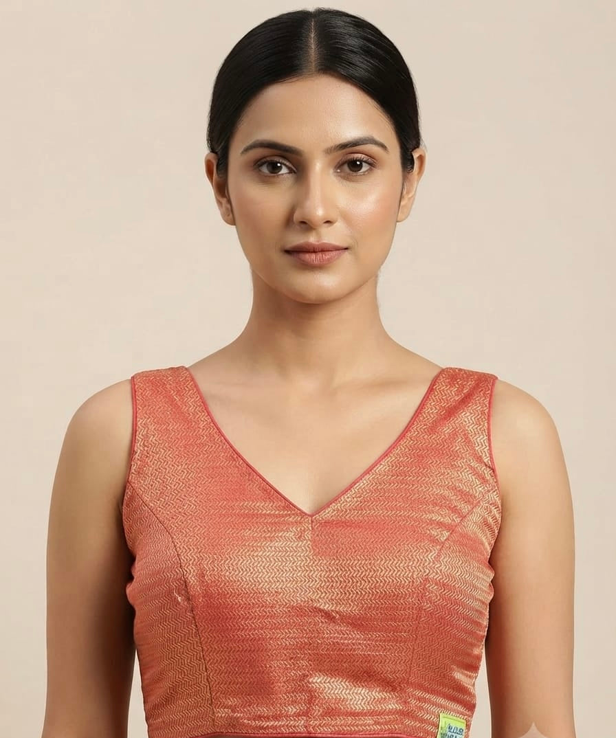 Metallic Glow V-neck Blouse 👚 with short hands