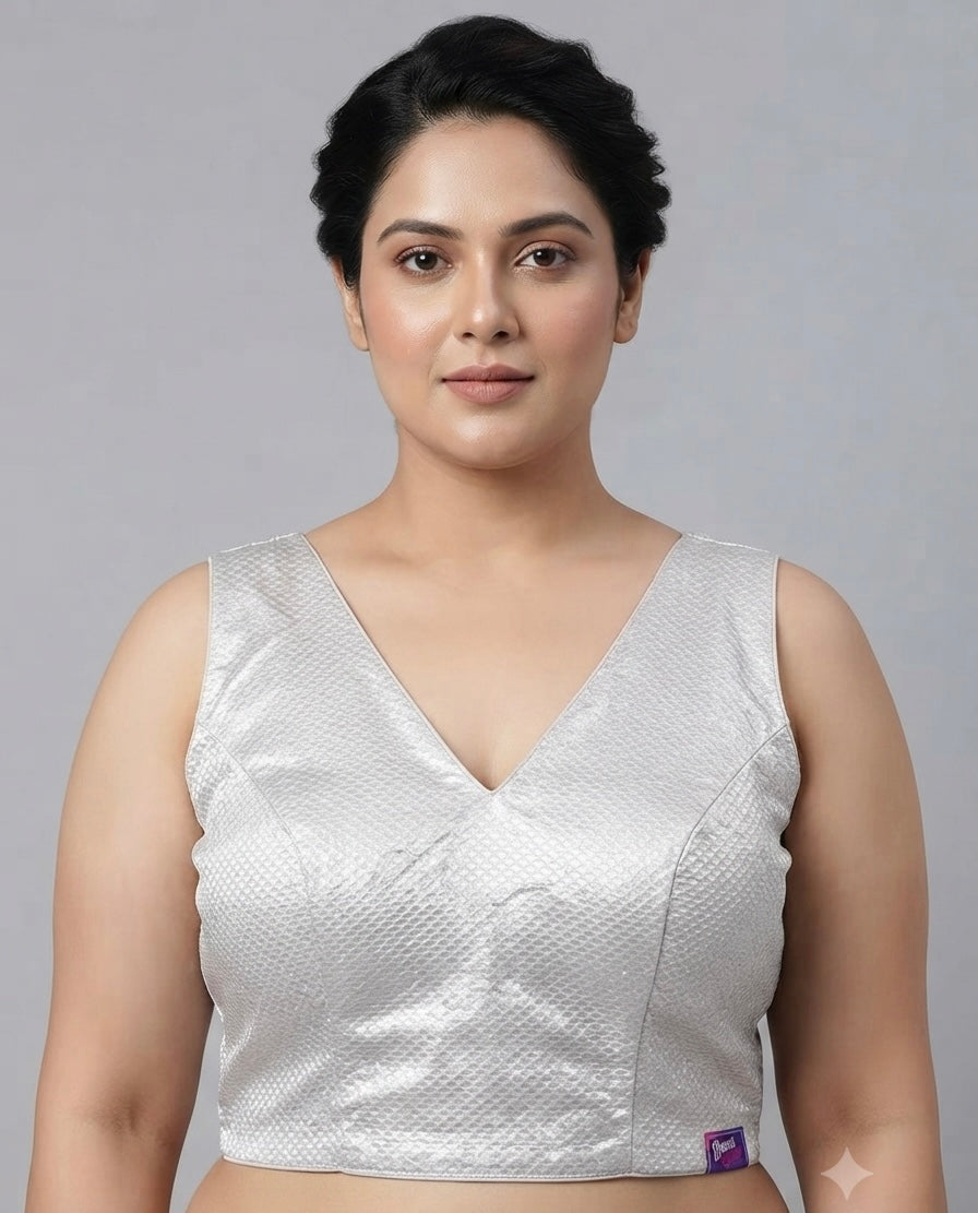 Silver Pearl Shine Blouse 👚 with hands ✨plus size