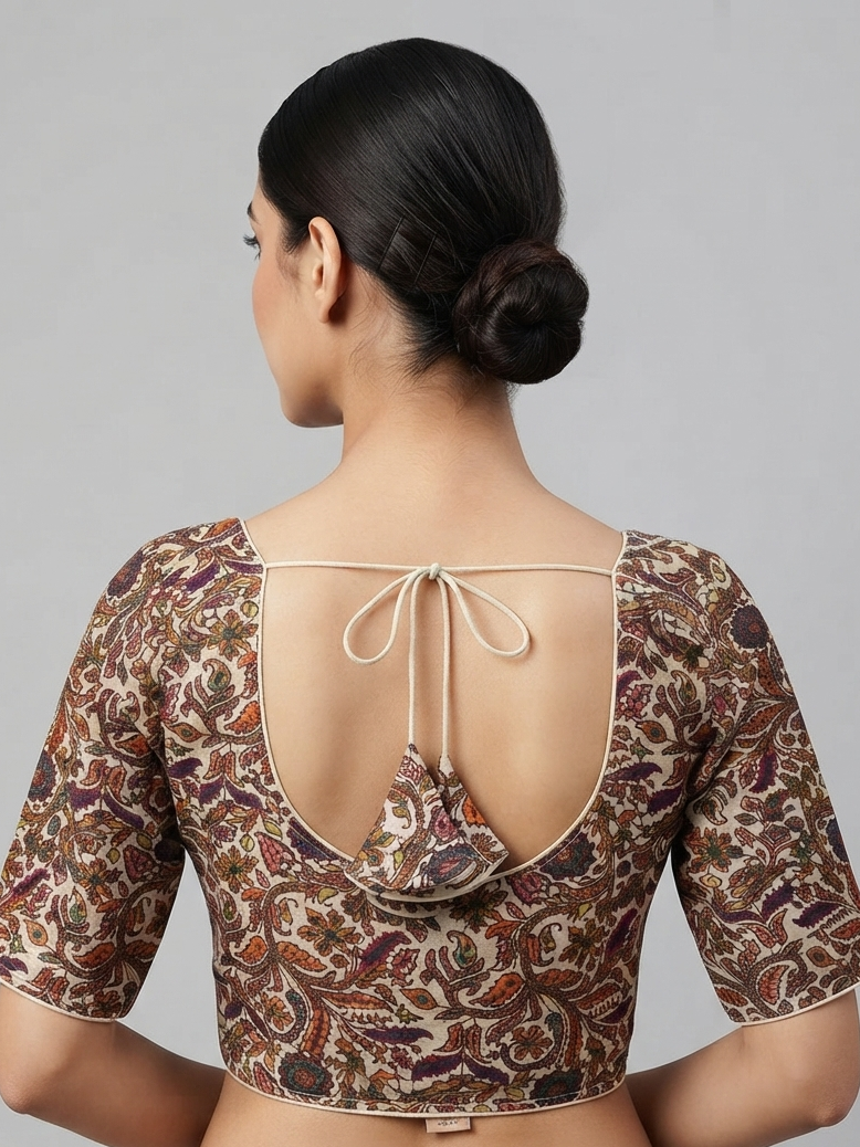 Digital Kalamkari Blouse 👚 with sleeves