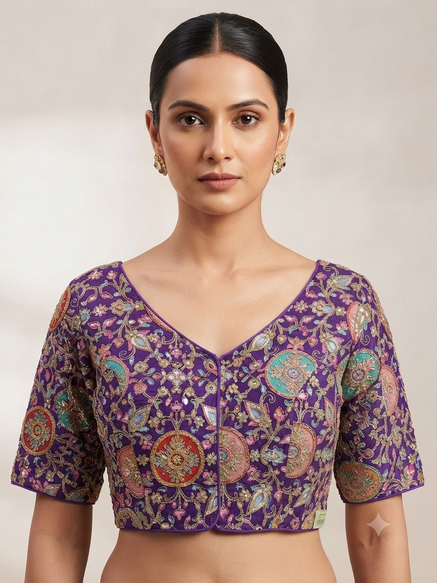 Sequin embroidery Blouse 👚 with sleeves✨